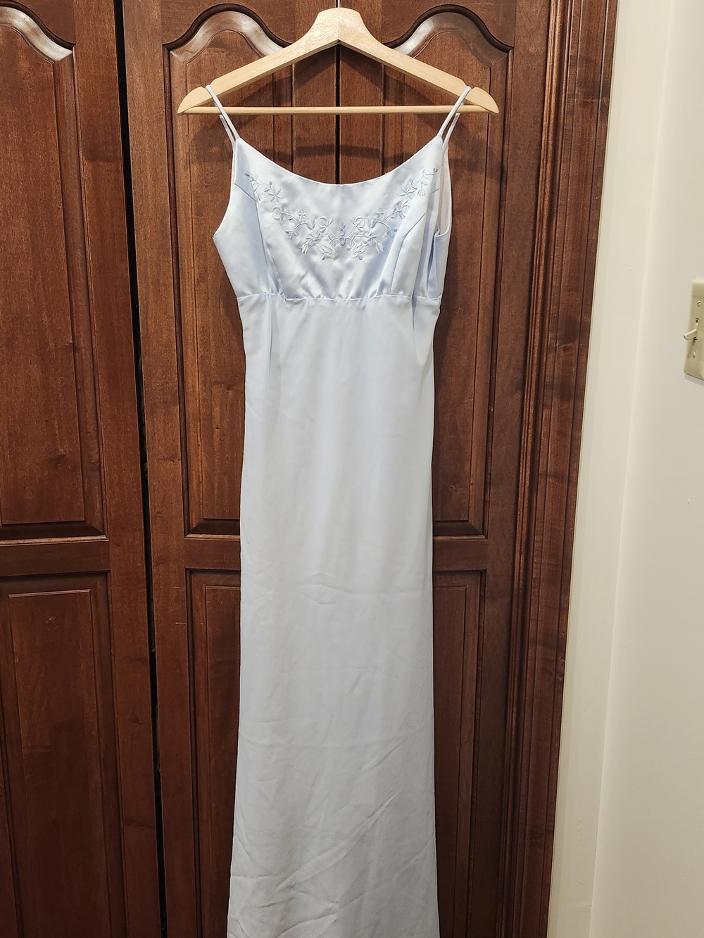 Night Way Baby Blue Dress With Embroidered Top